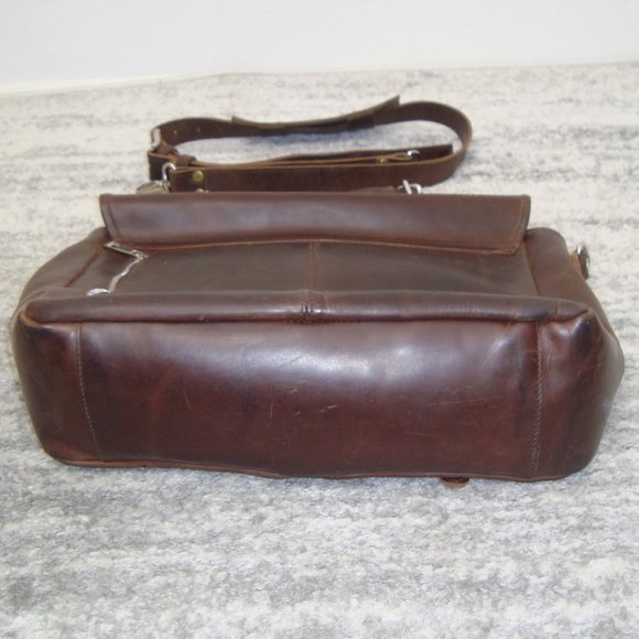 Tusting-Like Thick Heavy Leather Shoulder Messenger Bag Briefcase - Picture 4 of 14